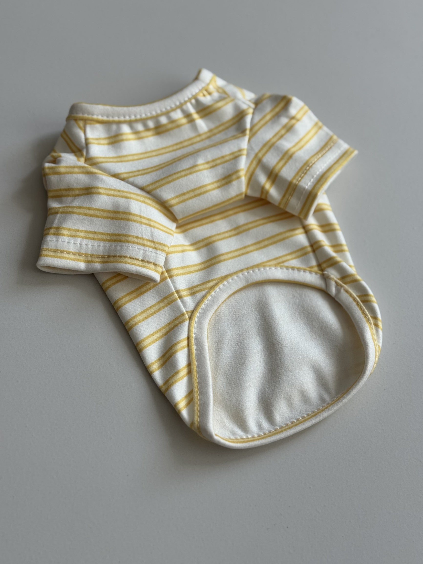 White T-shirt with yellow Teddy Stripes