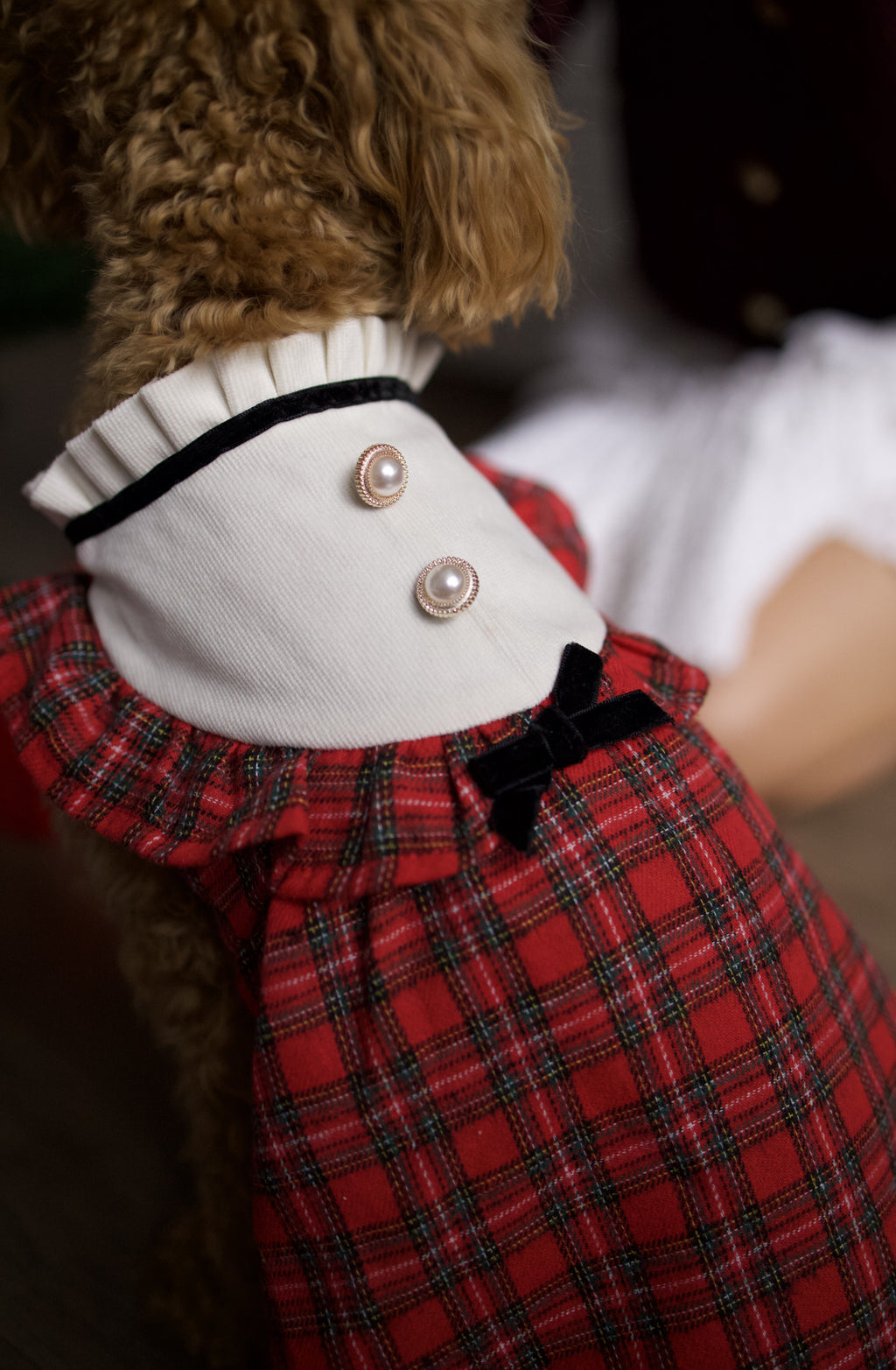 Red dress with checkered print