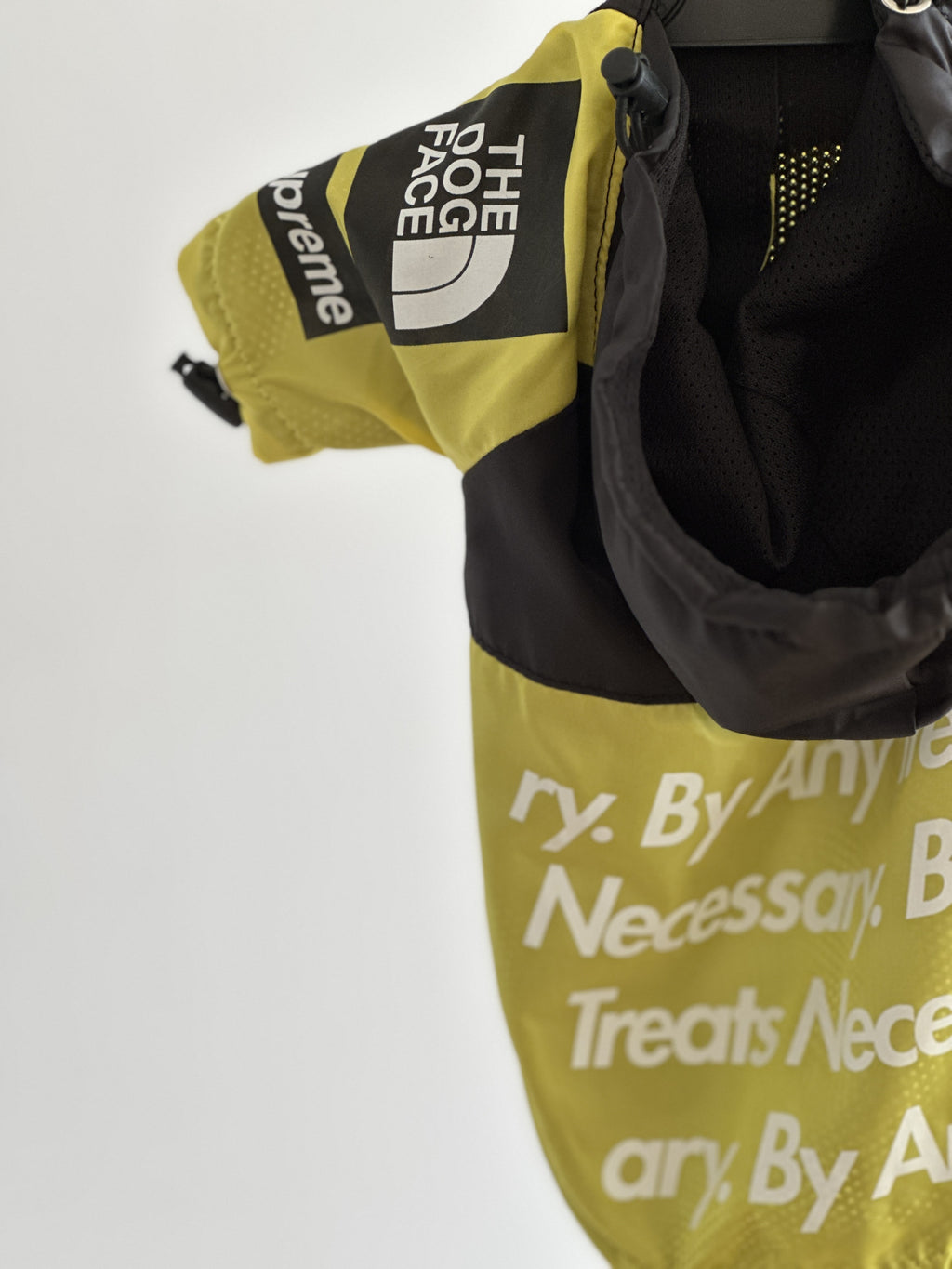 Yellow raincoat with The Dog Face print