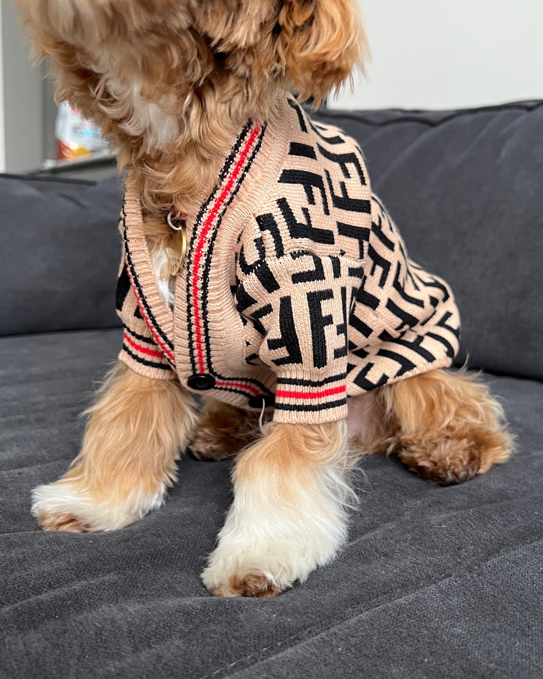 Кардиган бежевого кольору з принтом Fendi