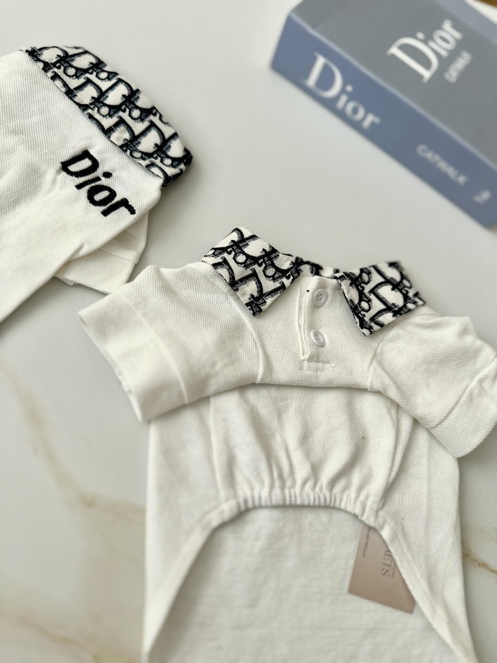 White polo shirt with Dior print