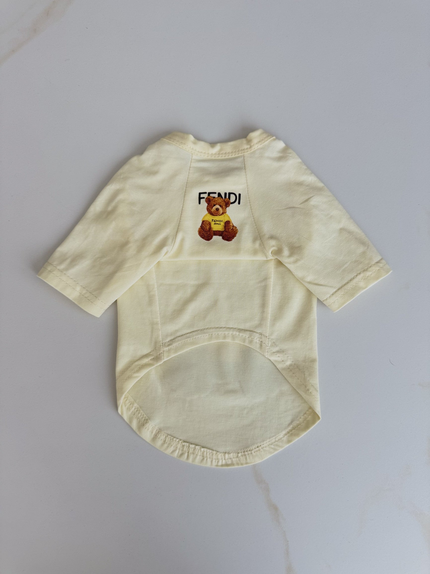 Футболка вершкового кольору з принтом Teddy Fendi