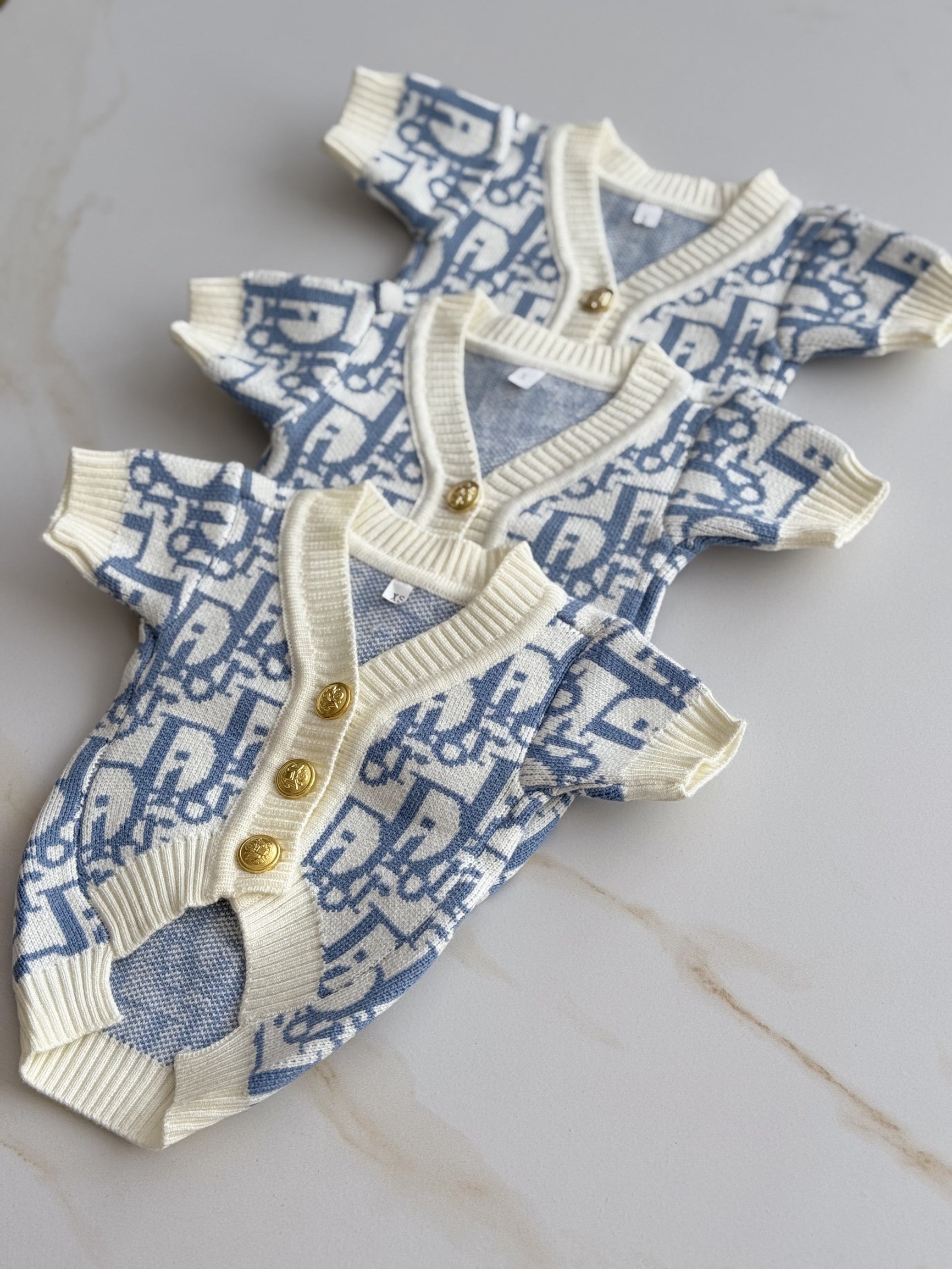 Кардиган молочного кольору з блакитним принтом Dior