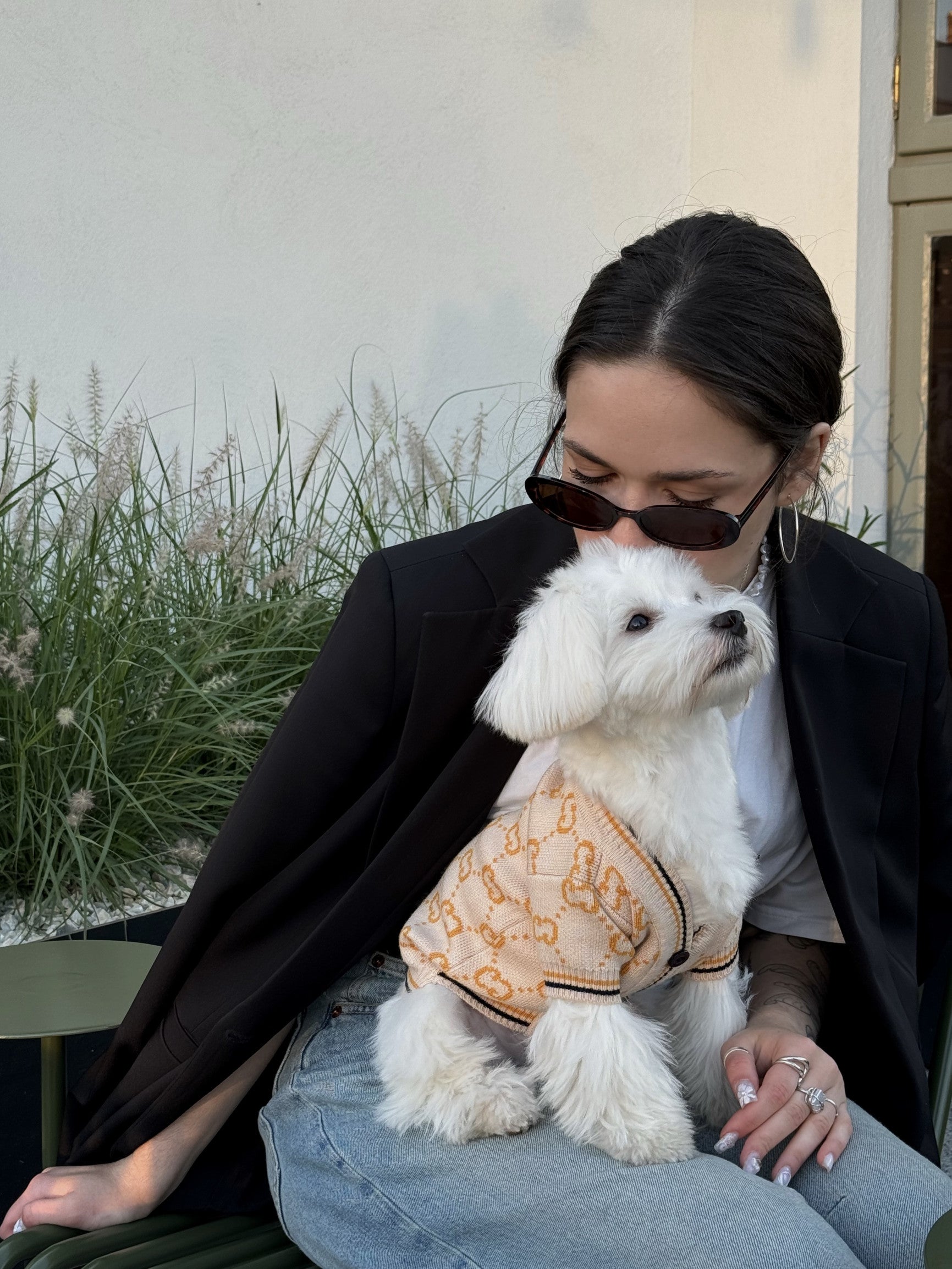 Кардиган бежевого кольору з принтом Gucci