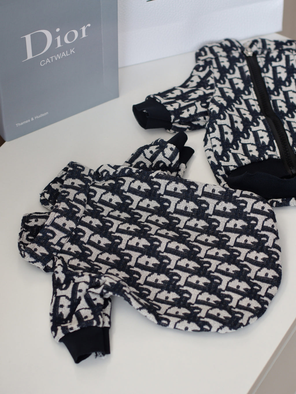 Бомбер біло-синього кольору з принтом Dior