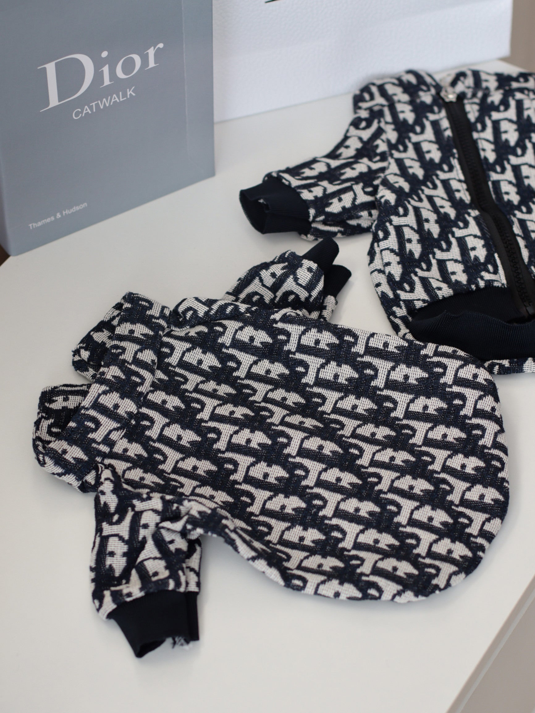 Бомбер біло-синього кольору з принтом Dior