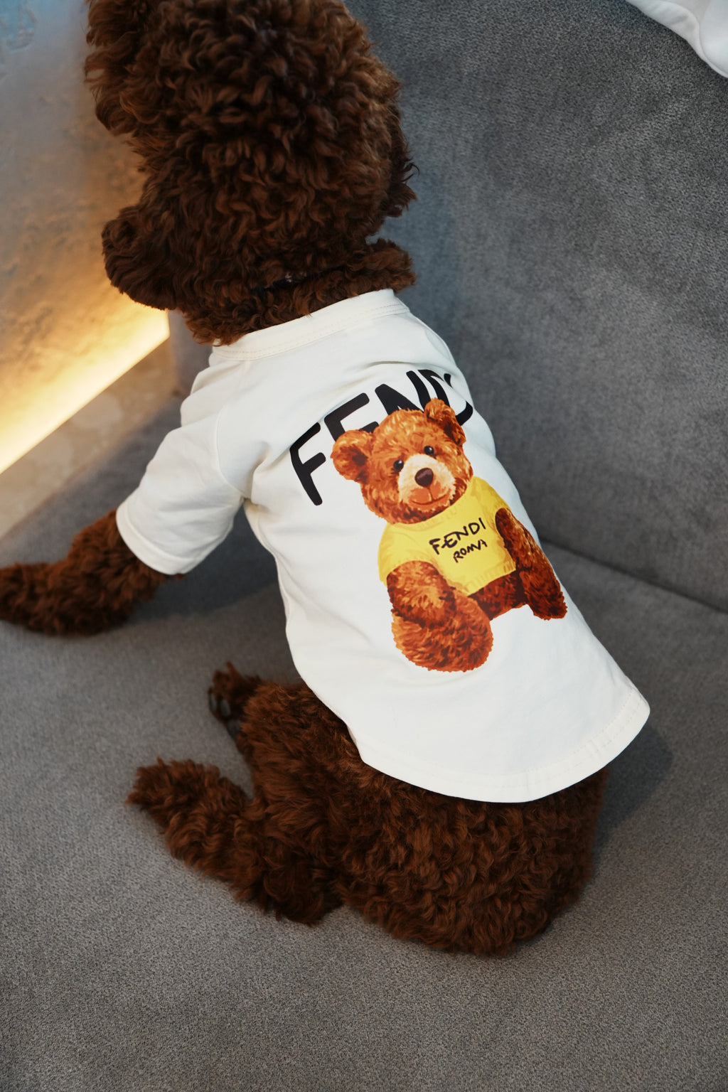 Cream T-shirt with Teddy Fendi print