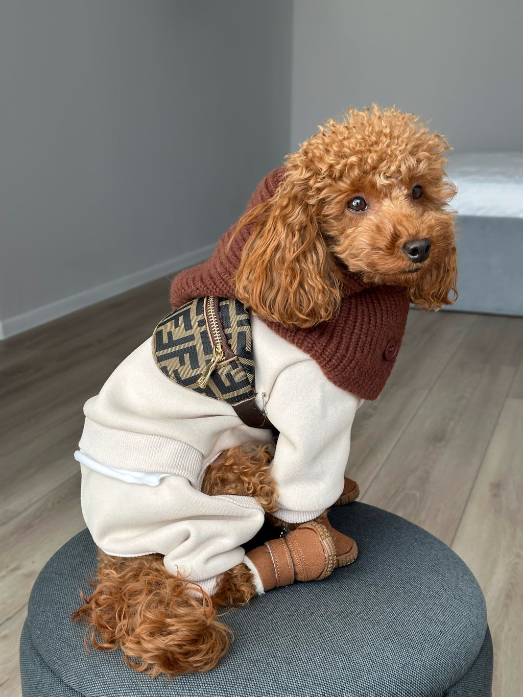 Бананка коричневого кольору з принтом Fendi