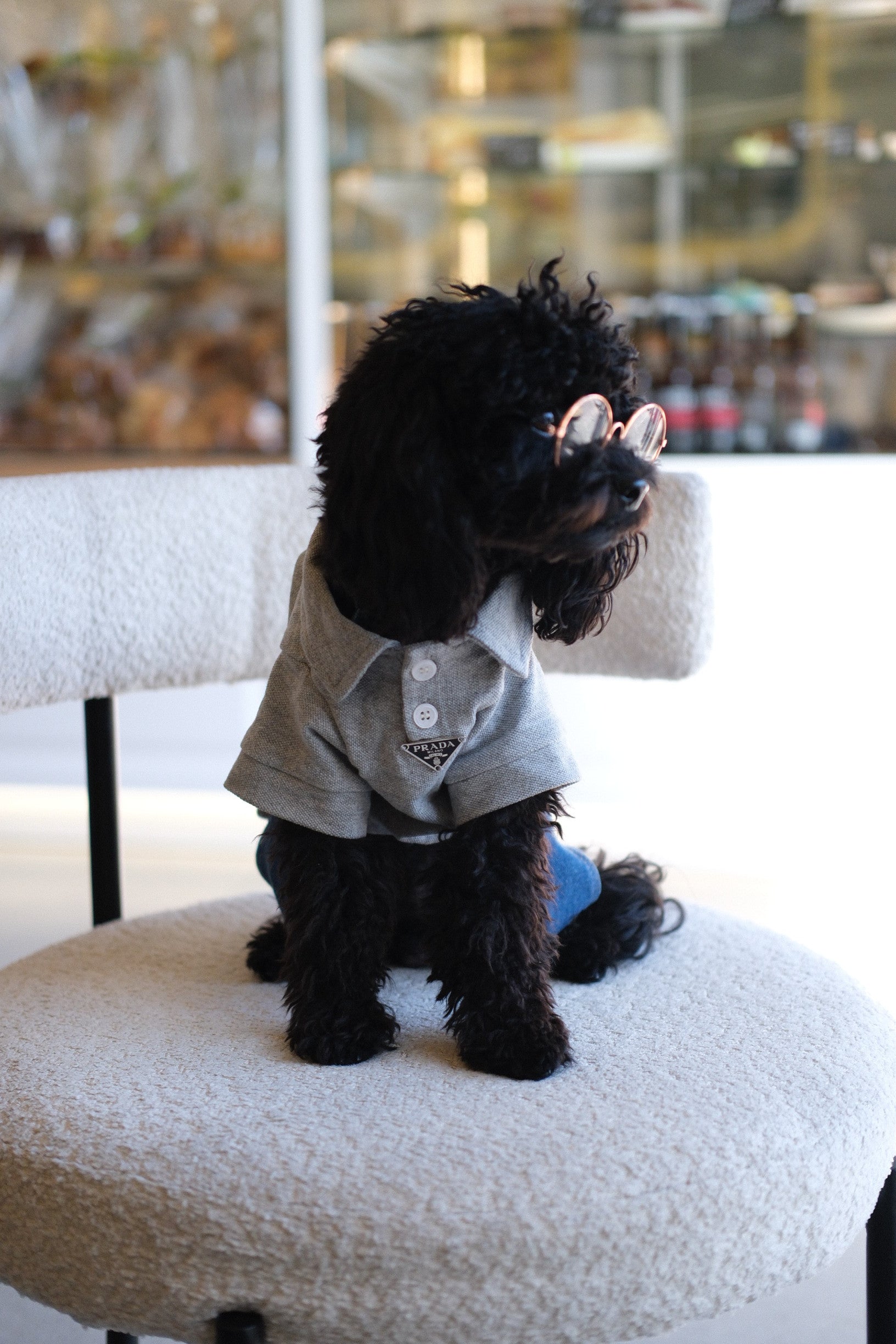 Футболка-поло сірого кольору Prada