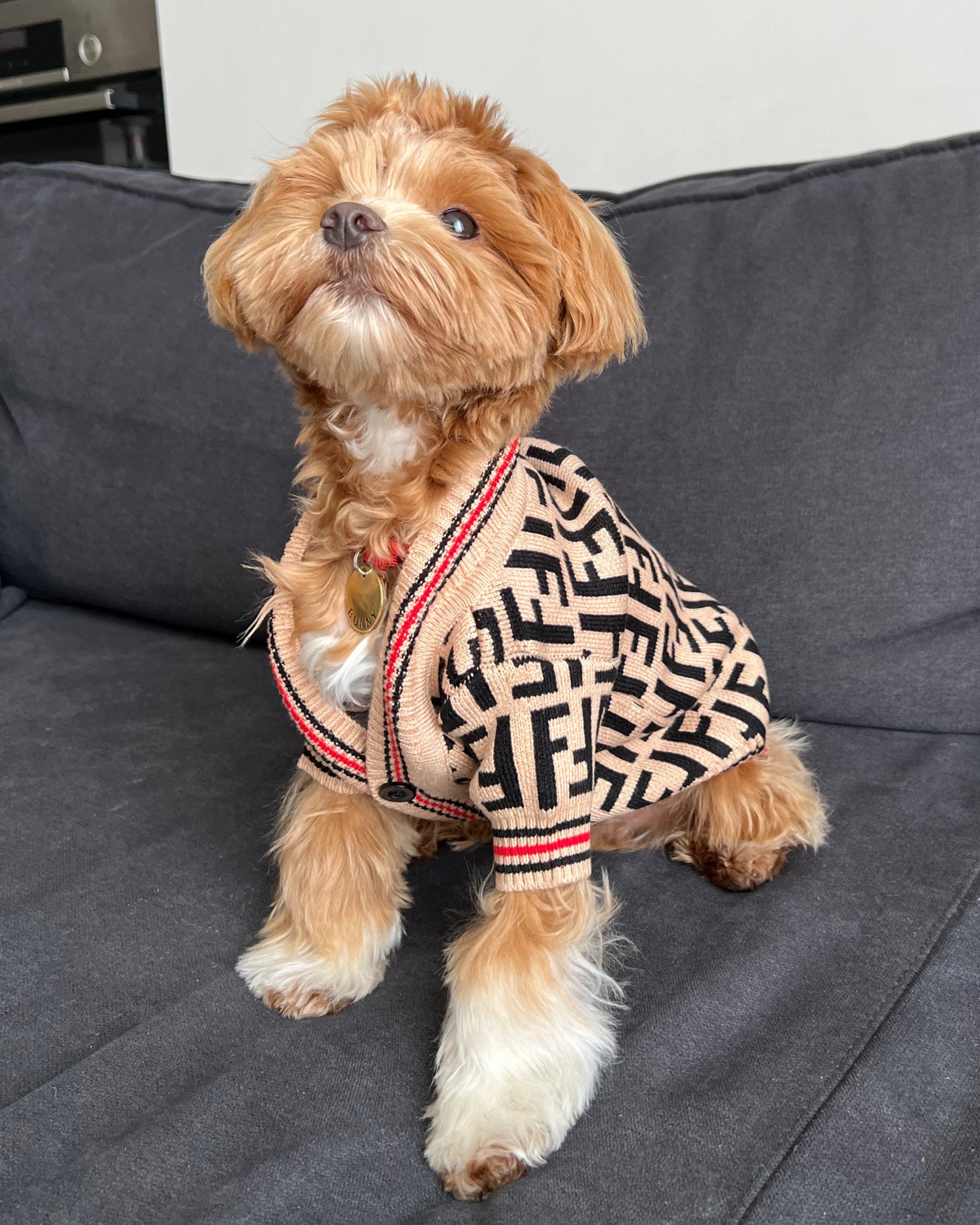 Кардиган бежевого кольору з принтом Fendi