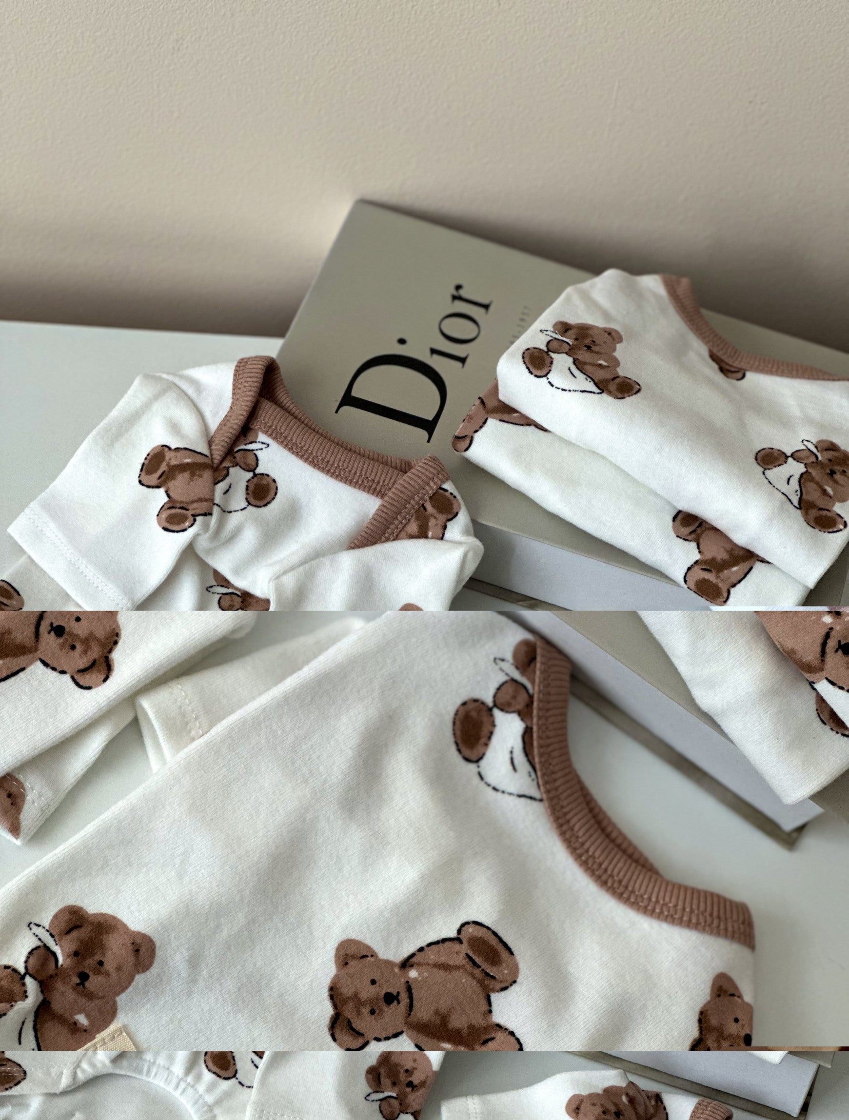 White T-shirt with Teddy print