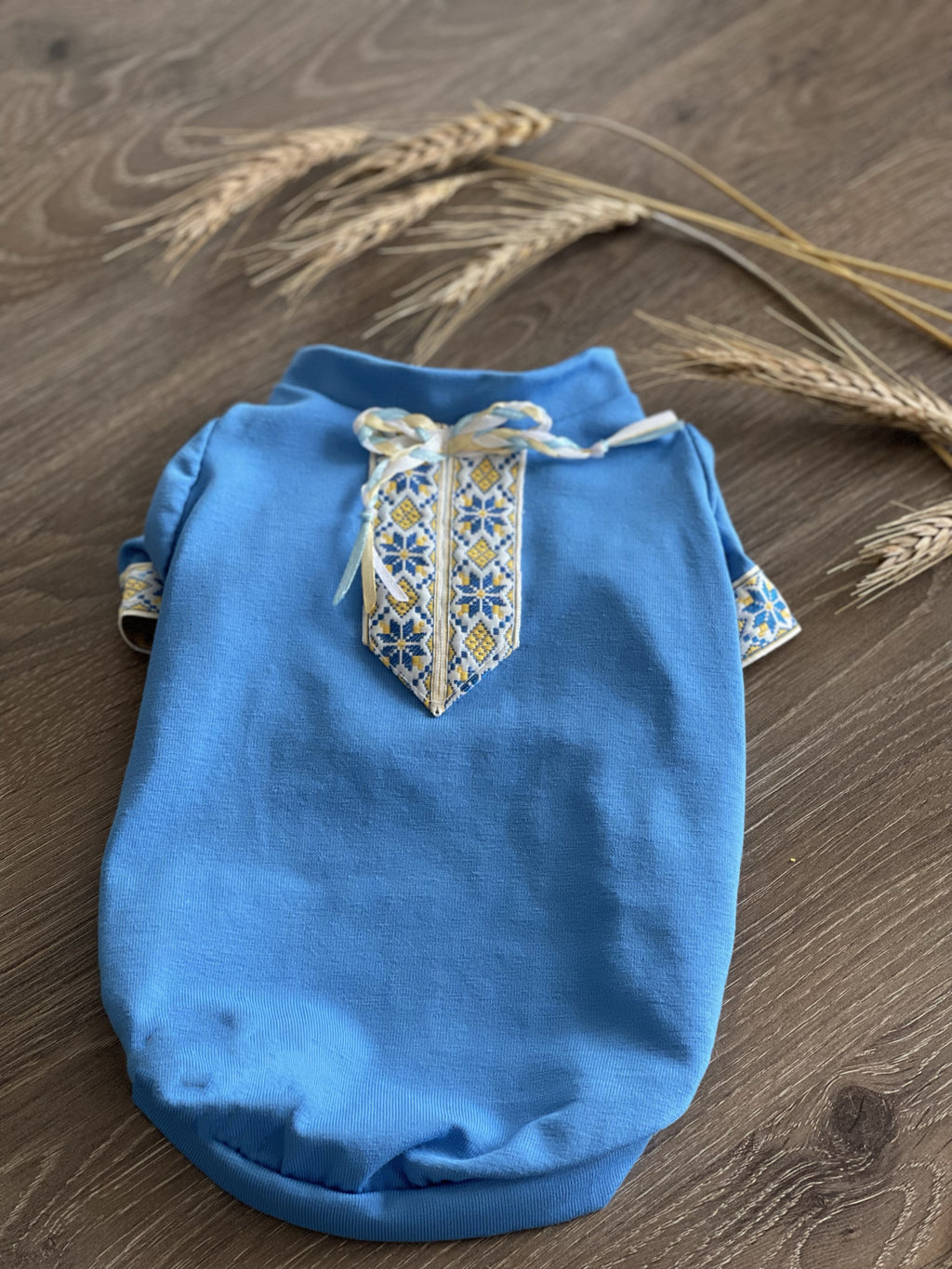 Blue embroidered T-shirt