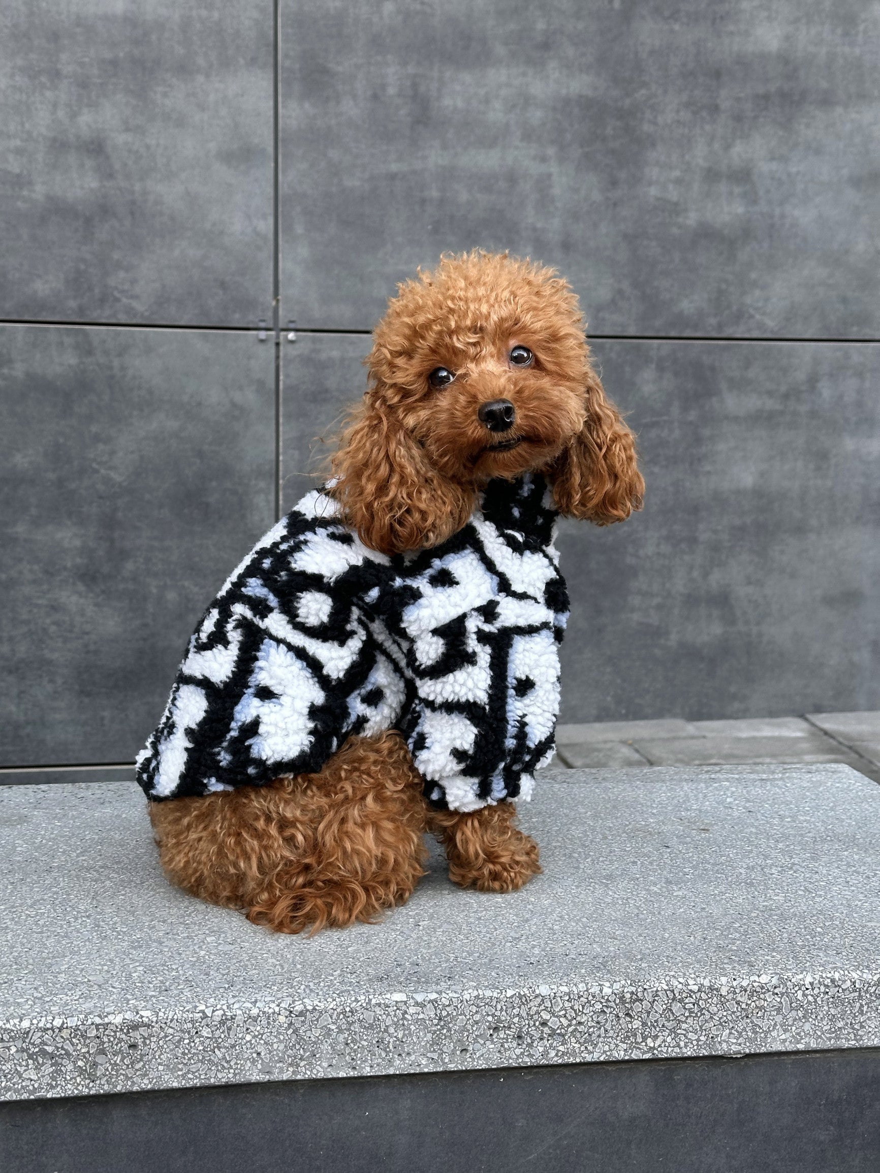 Шуба білого кольору з принтом Dior