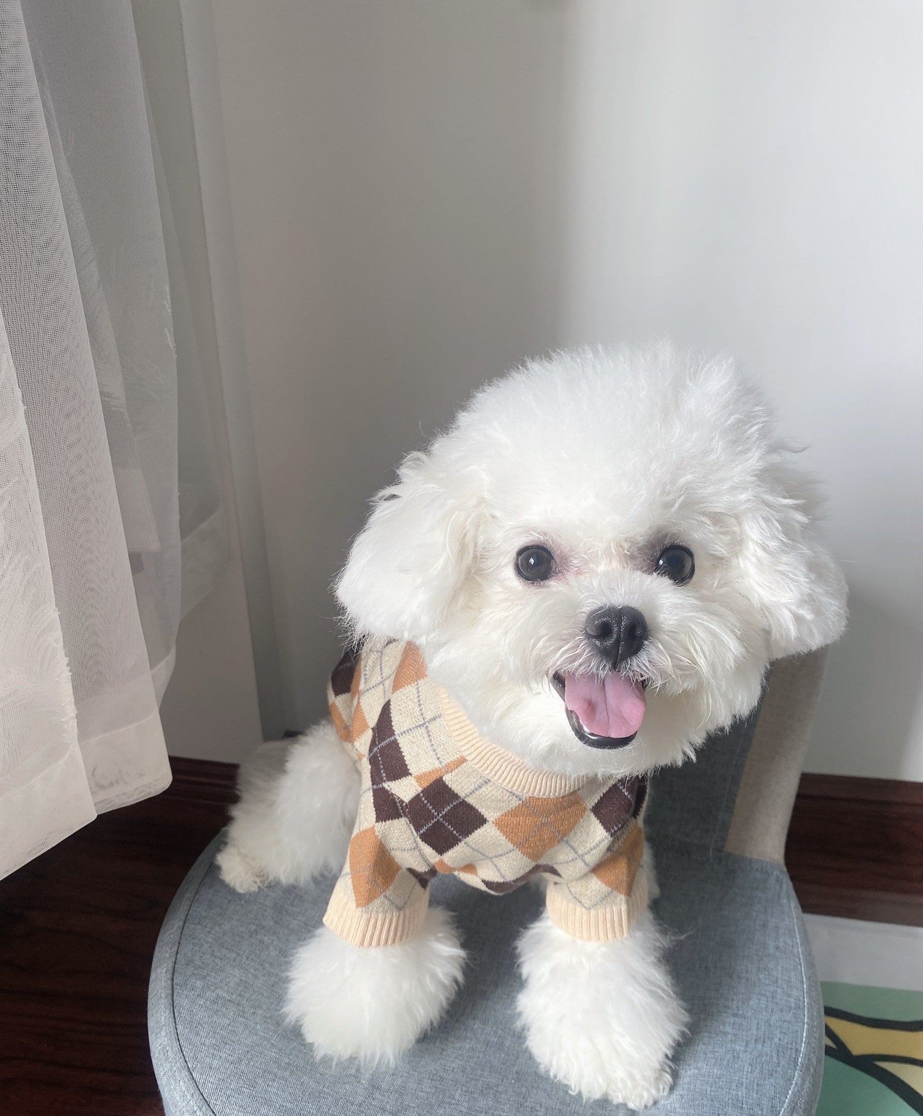 Светр бежевого кольору з принтом Ромби