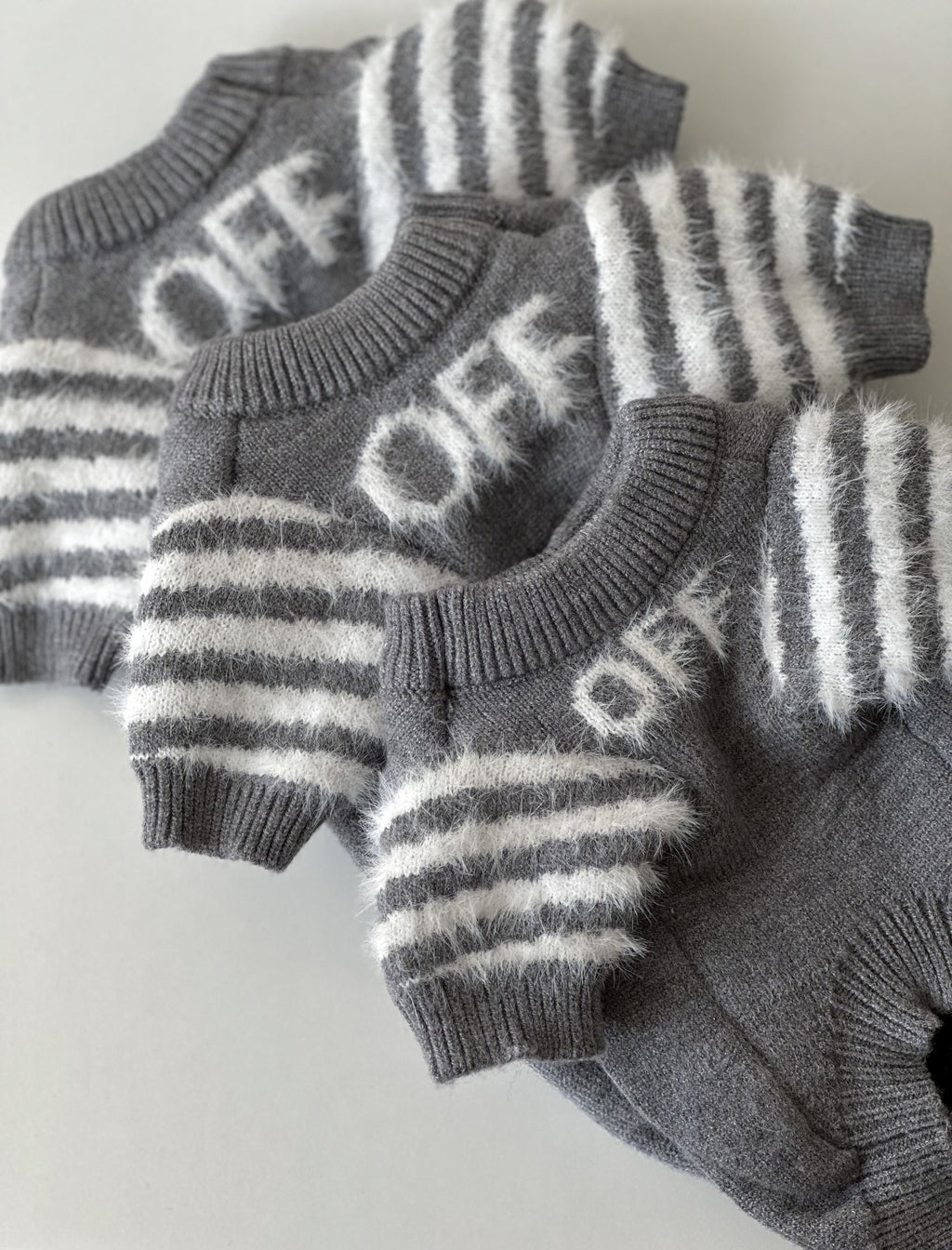 Gray sweater with Off White print