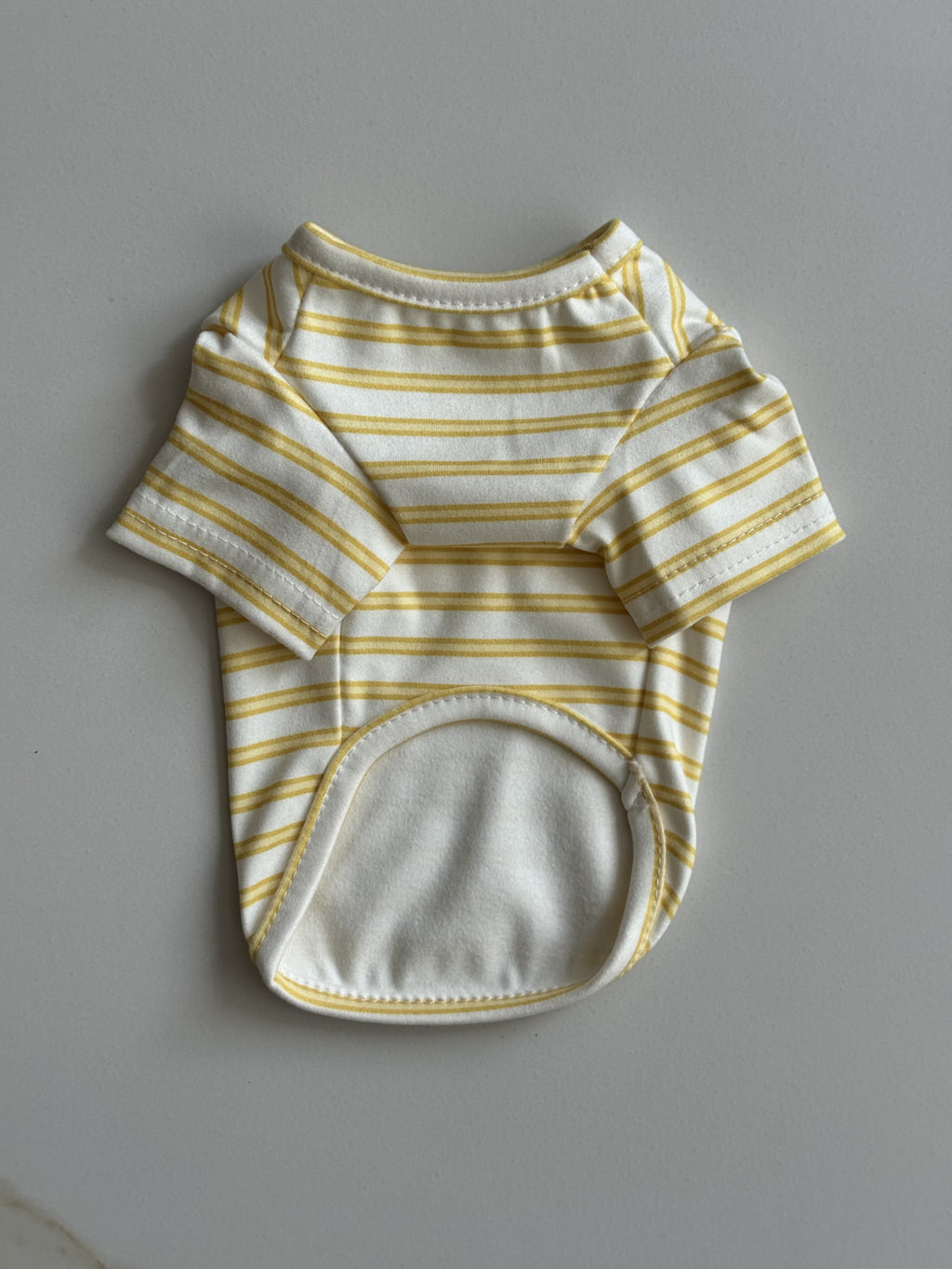 White T-shirt with yellow Teddy Stripes