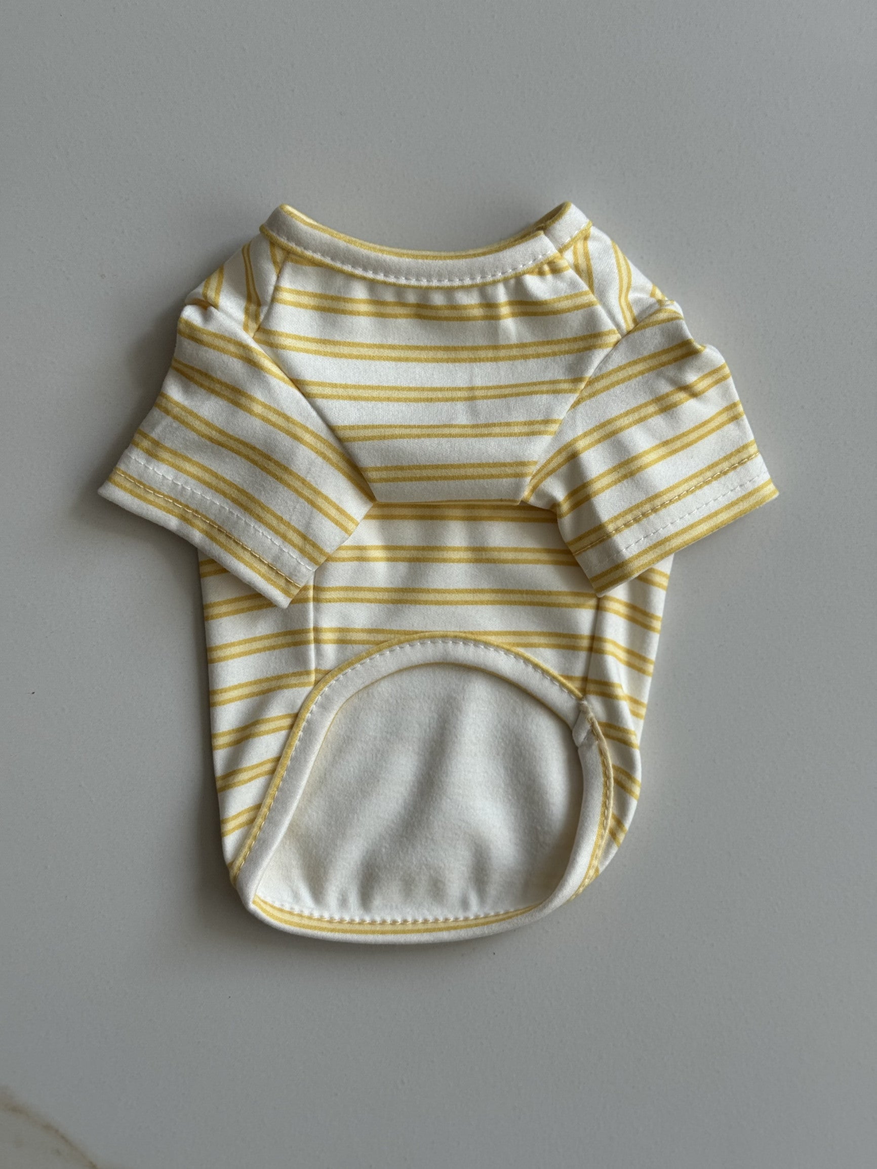 White T-shirt with yellow Teddy Stripes