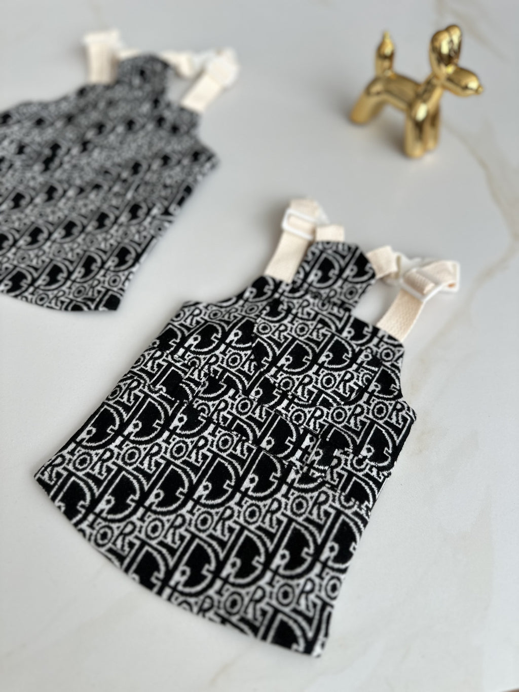 Black sundress with Dior print