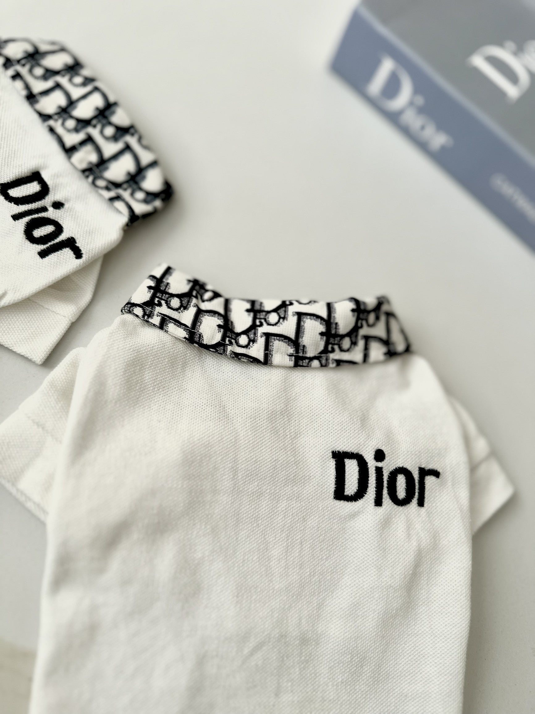 Футболка-поло білого кольору з принтом Dior