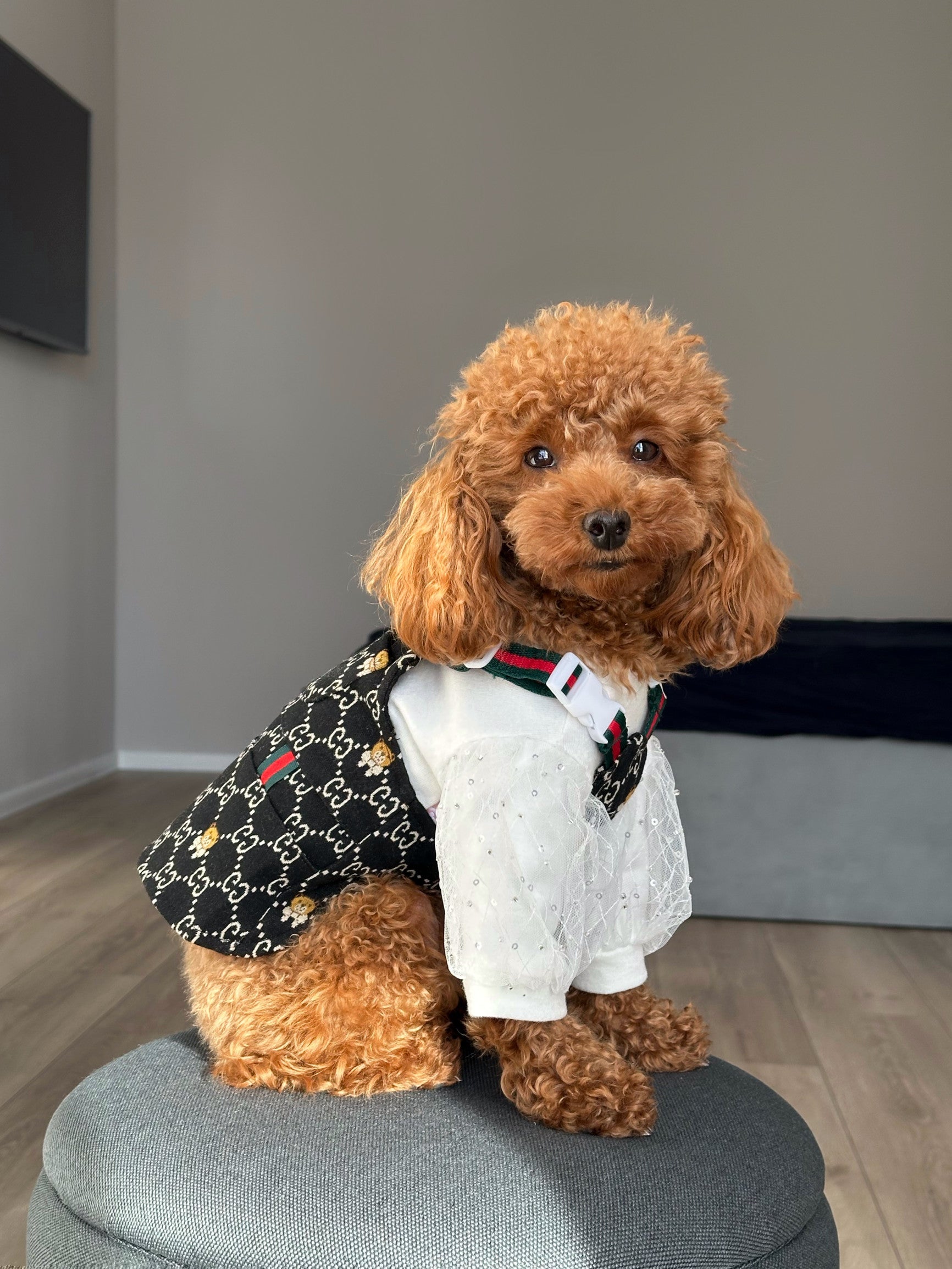 Сарафан чорного кольору з принтом GG Bear