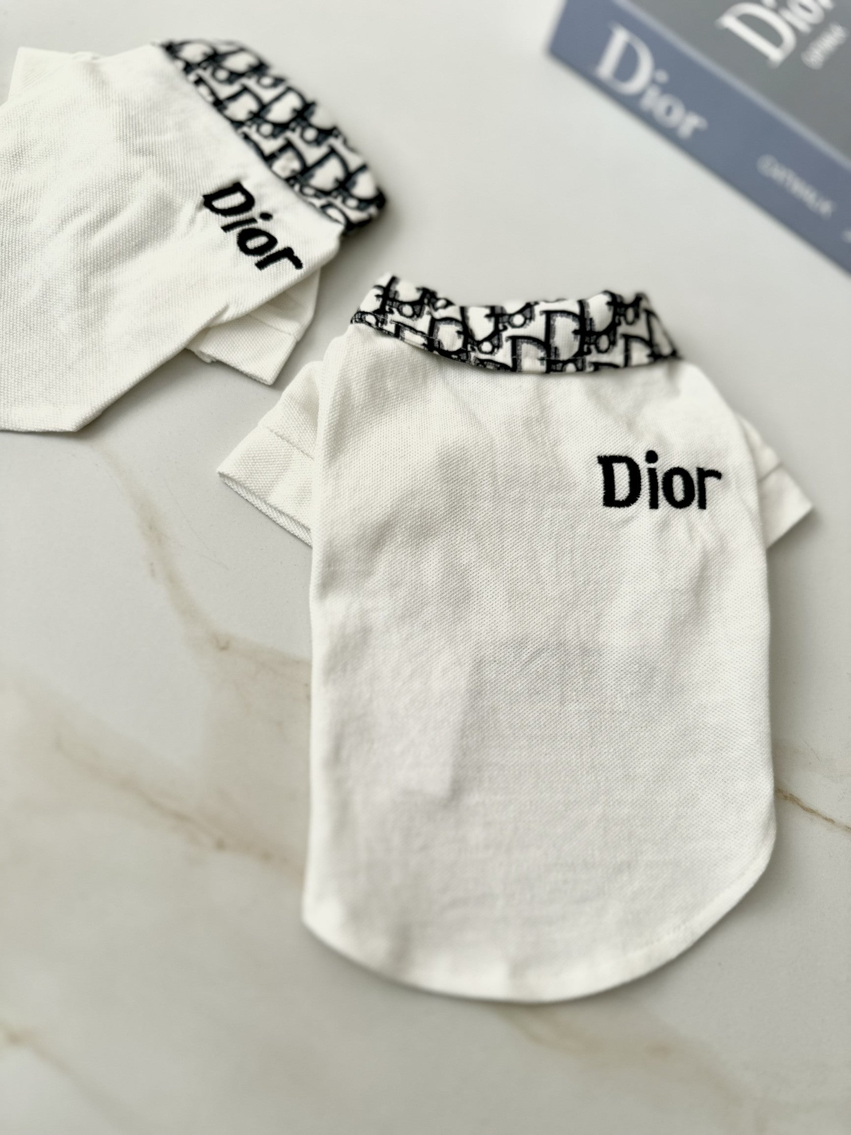 Футболка-поло білого кольору з принтом Dior