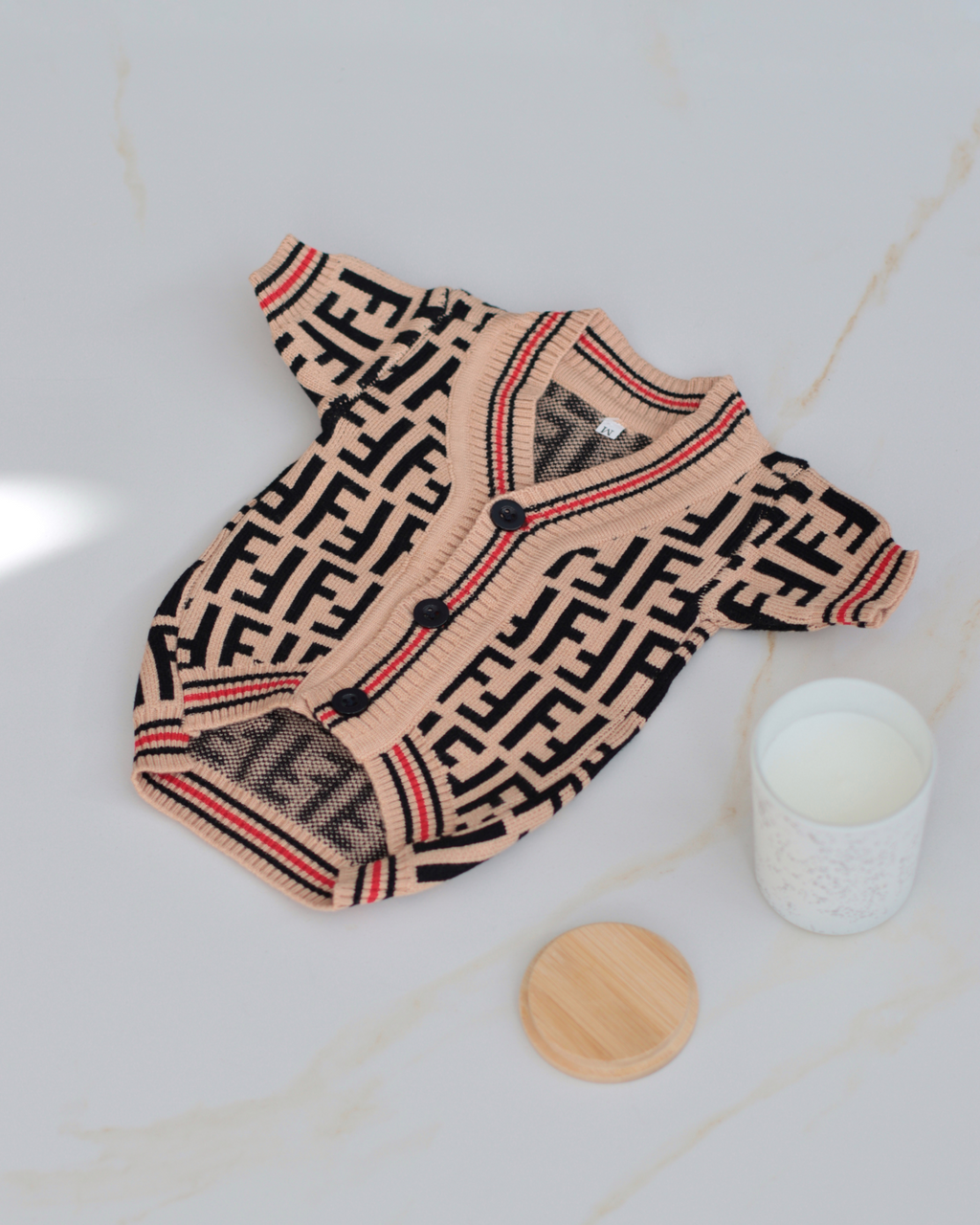 Кардиган бежевого кольору з принтом Fendi