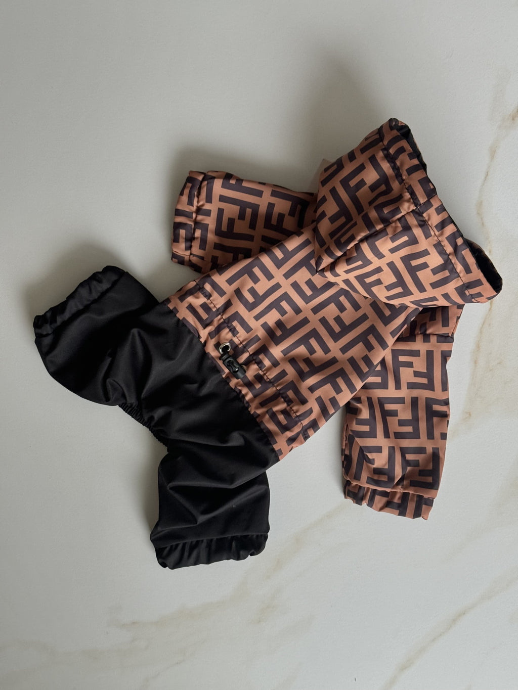 Brown raincoat with Fendi print