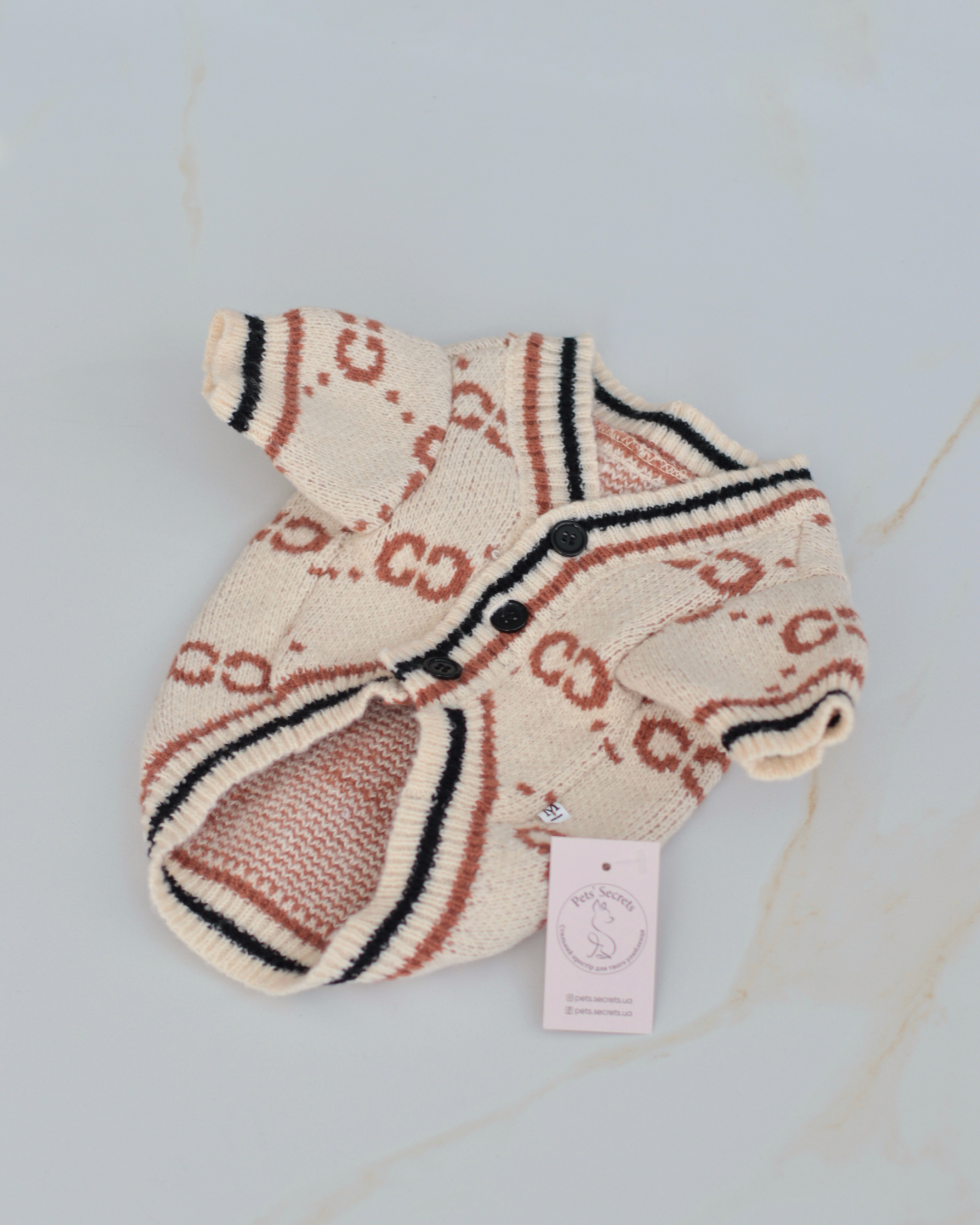 Кардиган кремового кольору з принтом Gucci