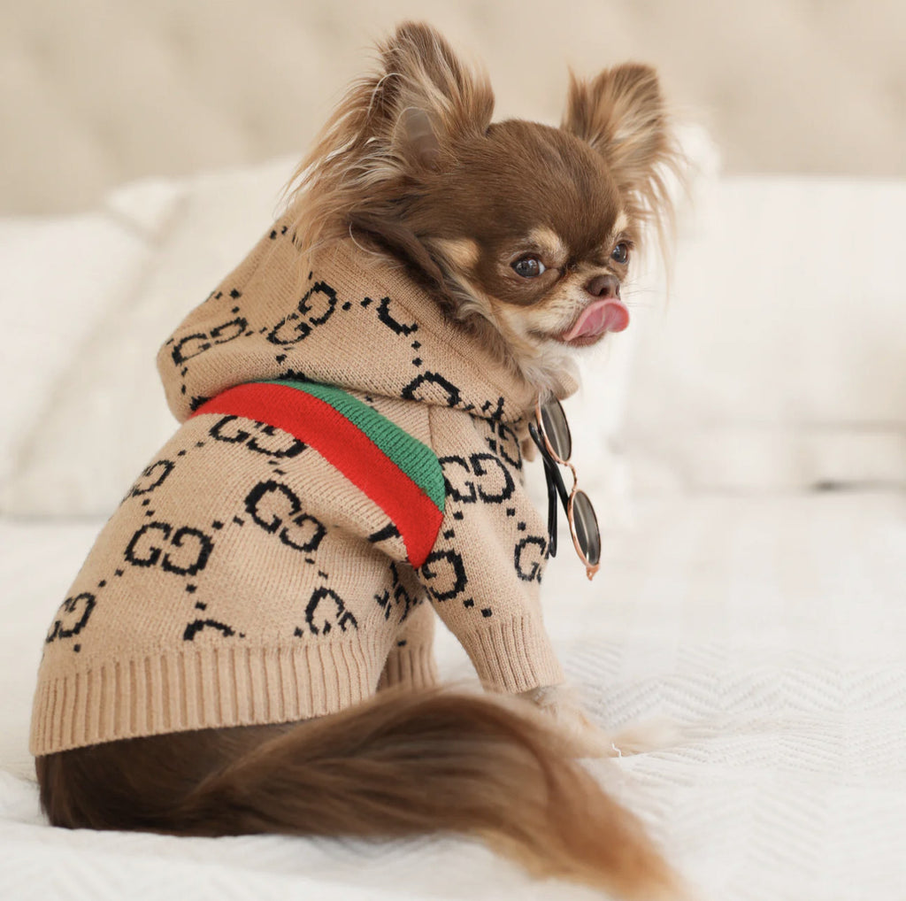 Beige hoodie with Gucci print