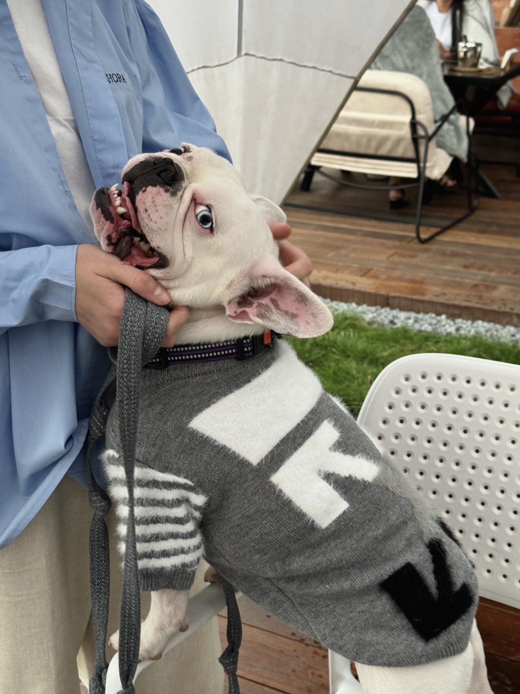 Светр сірого кольору з принтом Off White