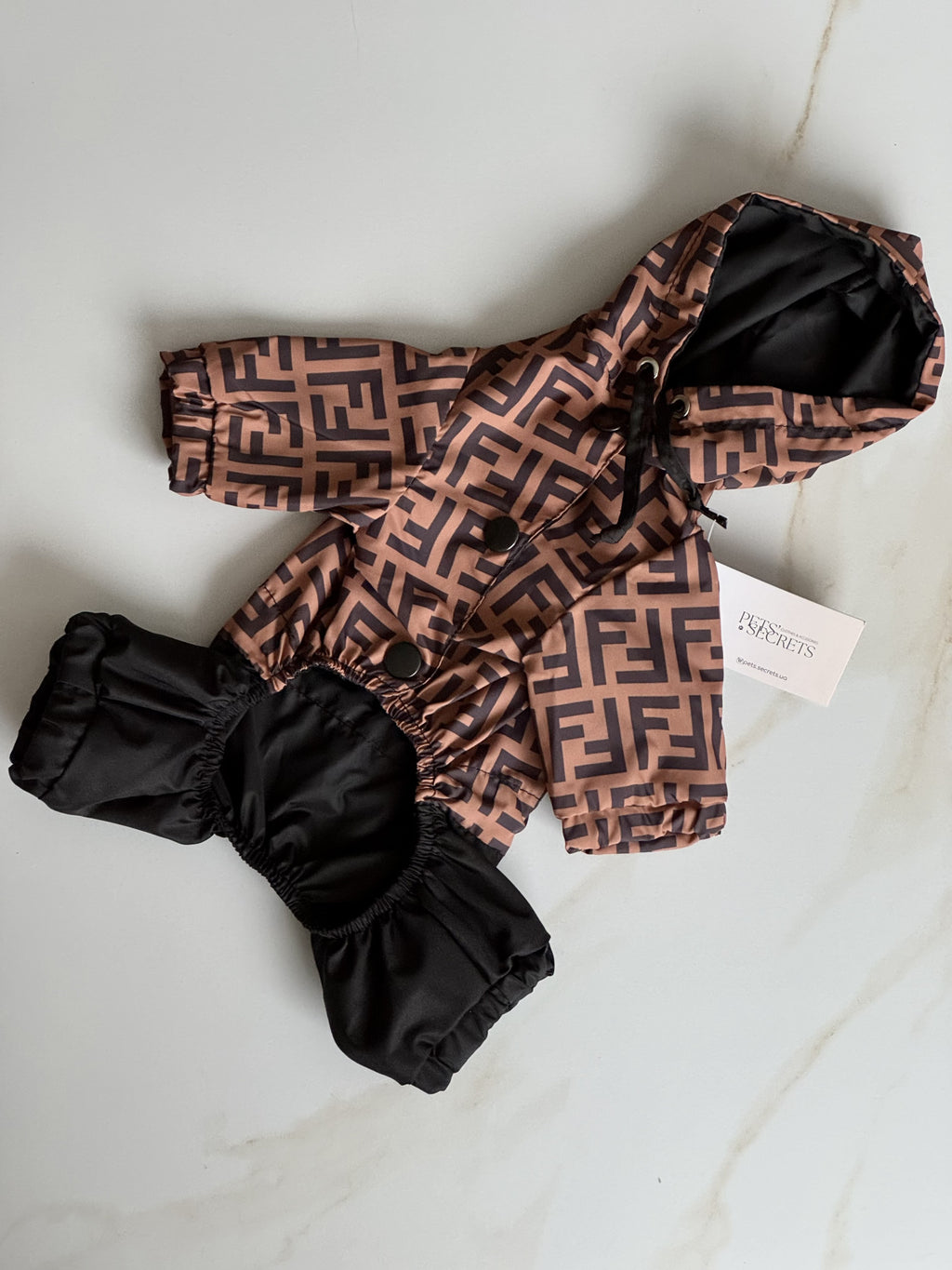 Brown raincoat with Fendi print