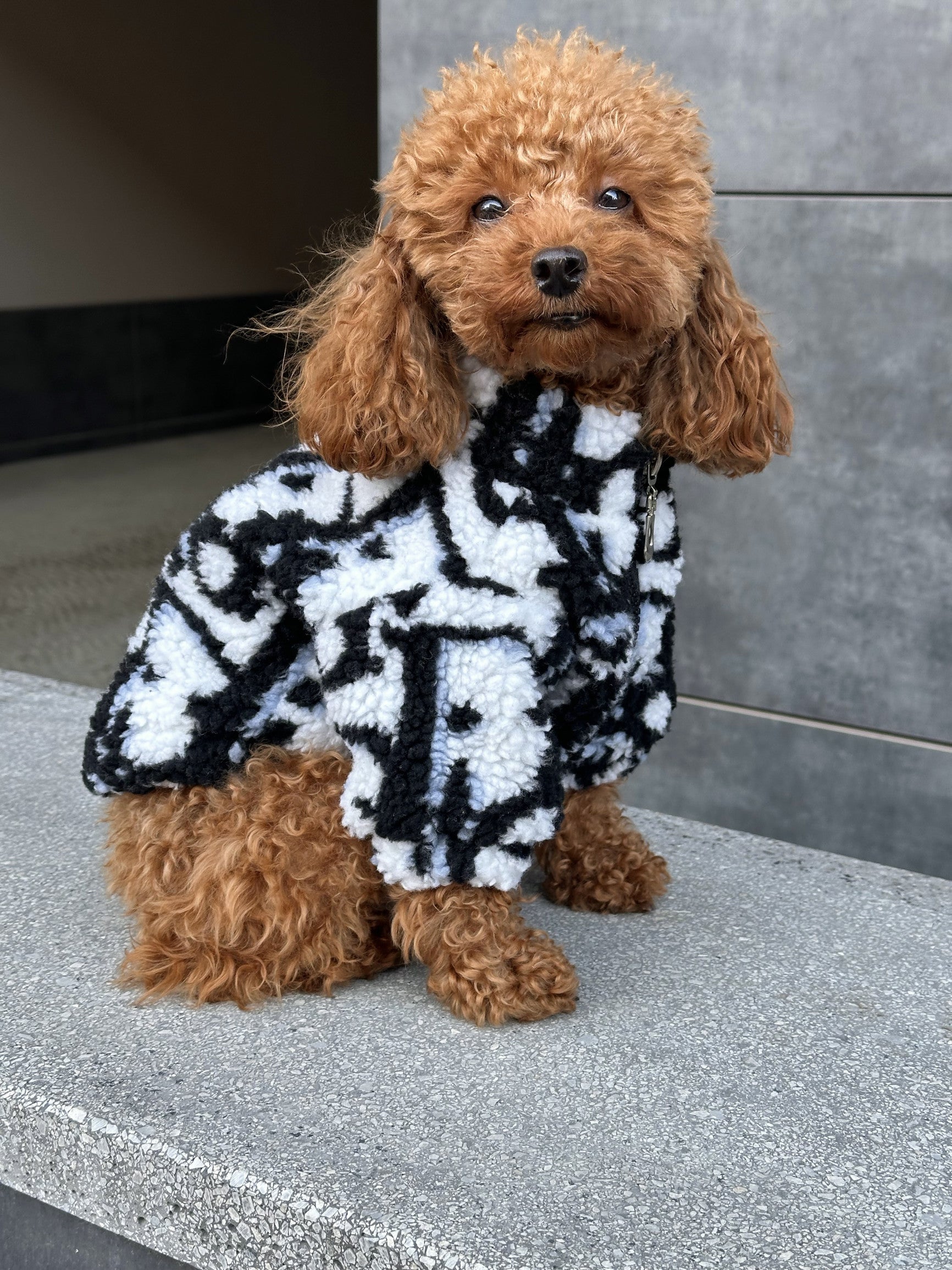 Шуба білого кольору з принтом Dior