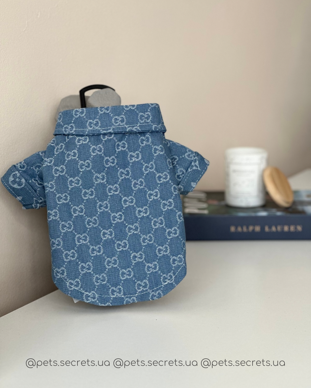 Сорочка джинсова з принтом Gucci