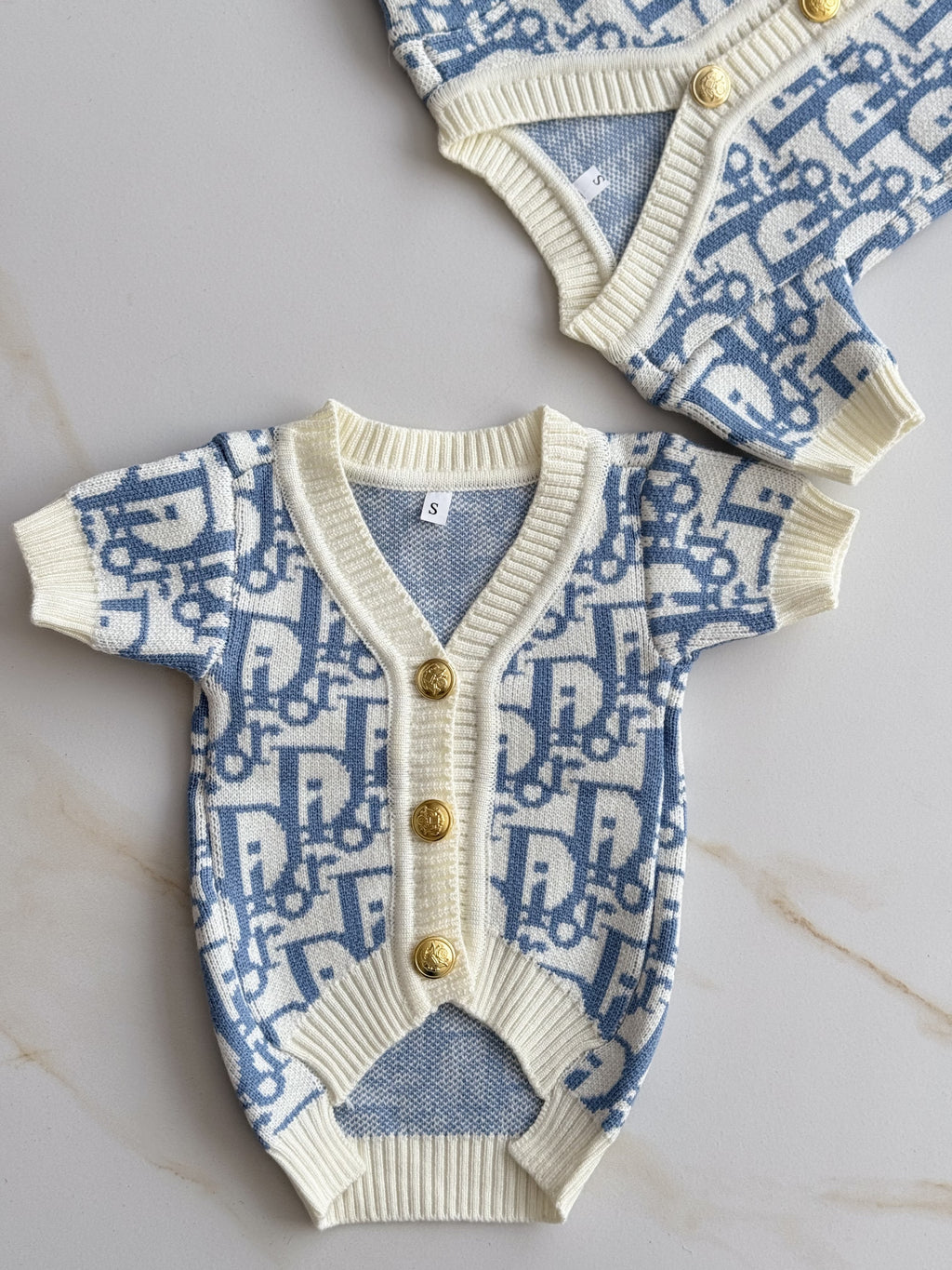 Кардиган молочного кольору з блакитним принтом Dior