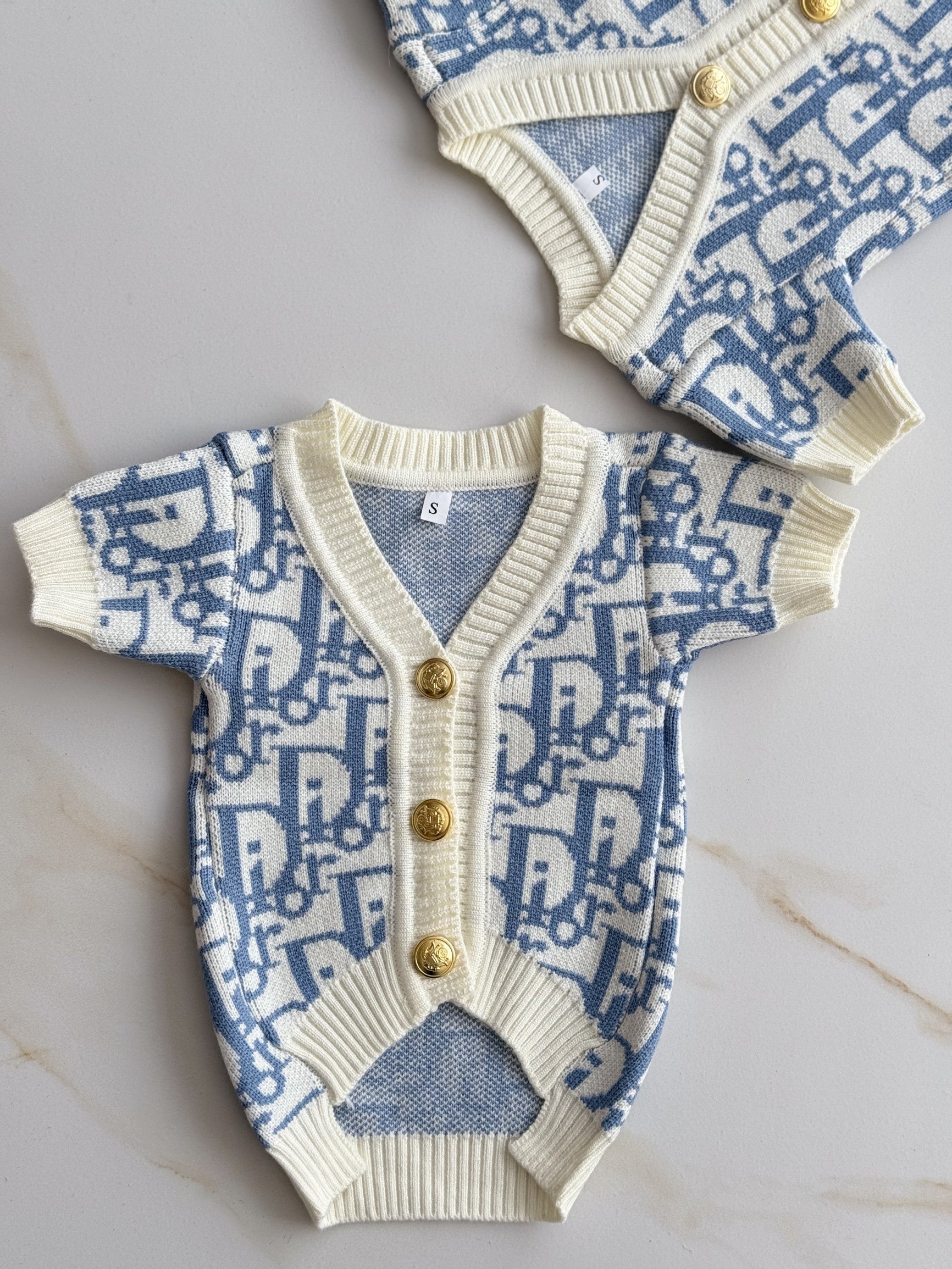 Кардиган молочного кольору з блакитним принтом Dior