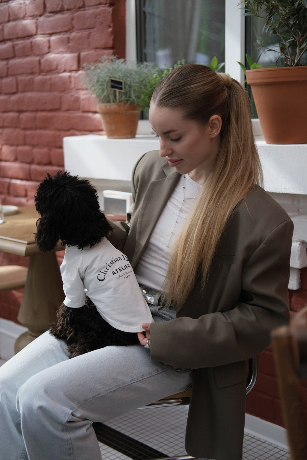 White T-shirt with Christian Dior Atelier Essence print