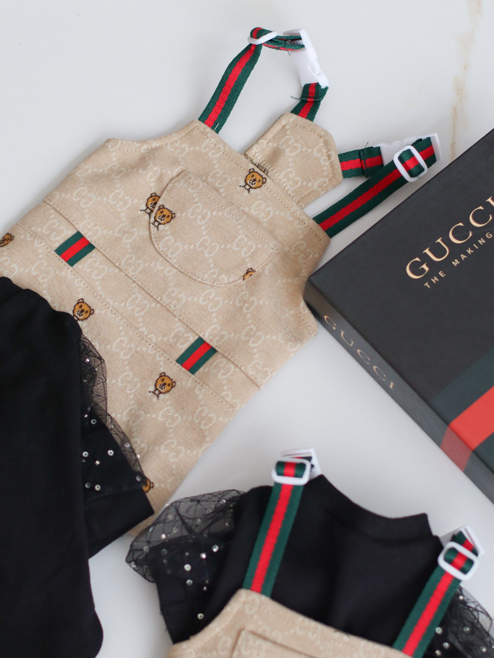 Сарафан бежевого кольору з принтом GG Bear