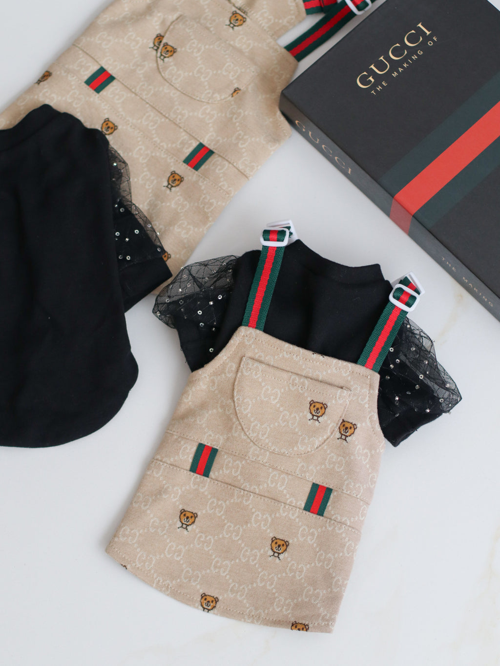 Beige sundress with GG Bear print