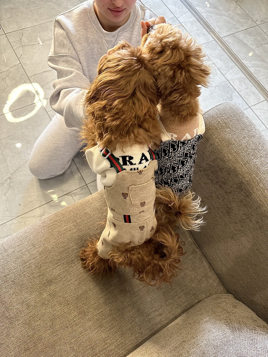 Штани бежевого кольору Gucci Bear