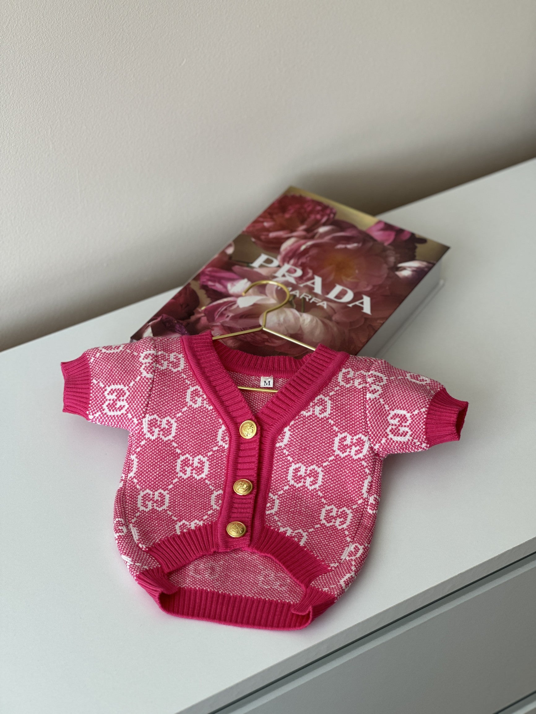 Кардиган рожевого кольору з принтом Gucci