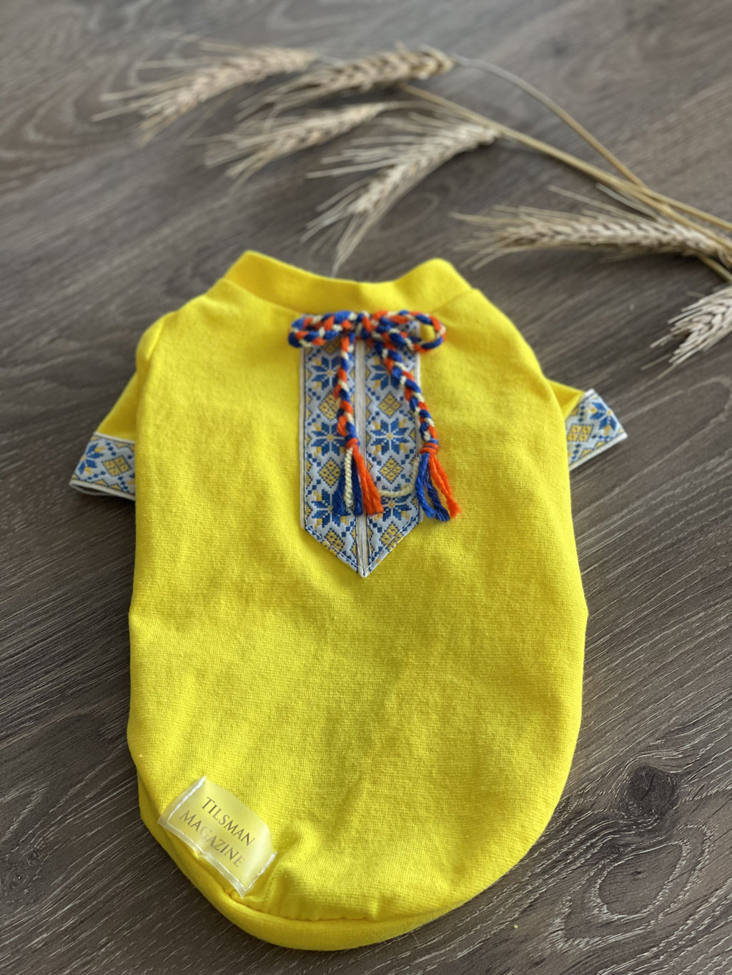 Yellow embroidered T-shirt